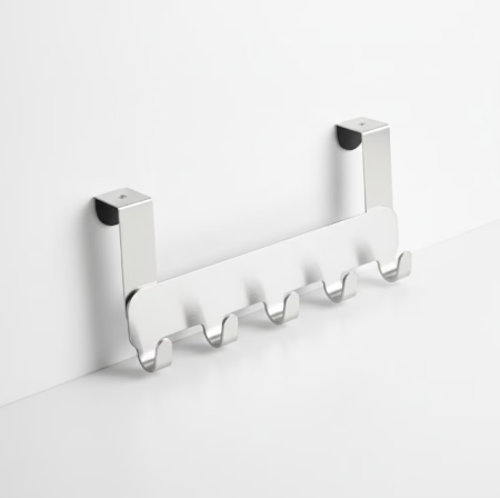 Cuiere - Cuier de usa cu 5 carlige, inox, 14x29 cm