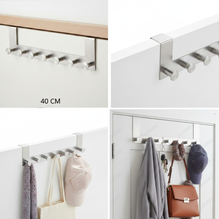 Cuier INOX pentru usa, 7 agatatori, 40 cm [2]