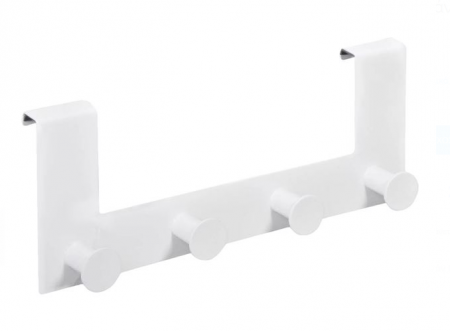 Cuiere - Cuier metalic pentru usa cu 4 agatatori, alb, 27 cm