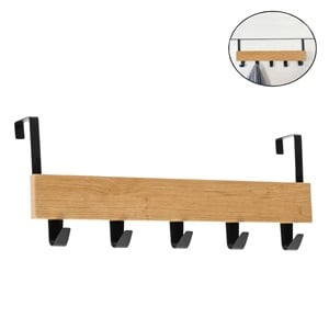 Cuiere - Cuier usa cu 5 agatatori, lemn/metal, stejar, 38 cm