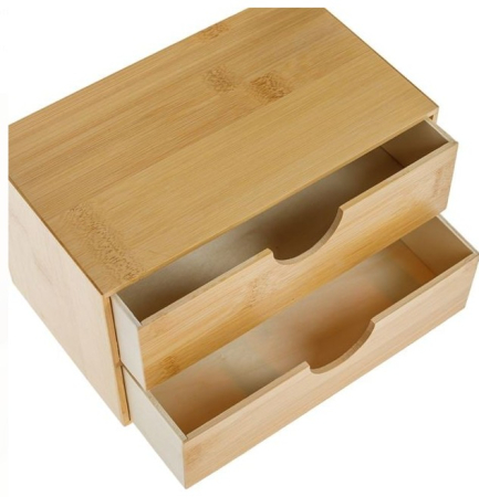 Cutie decorativa din bambus, cu 2 sertare, 22x13x12.5 cm, utilizare universala [2]