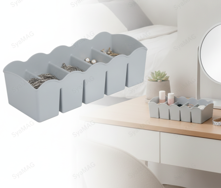 Organizare si depozitare - Cutie gri cu 5 compartimente, 23 x 10 x 7.5 cm