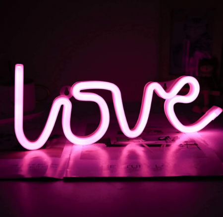 Promotii - Decoratiune luminoasa LED neon, model LOVE, lumina roz, 35.5x2x13 cm