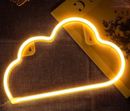 Veioze si felinare - Decoratiune luminoasa LED neon, model NOR, lumina calda, 29.5x18.3x1.5 cm, alimentare USB