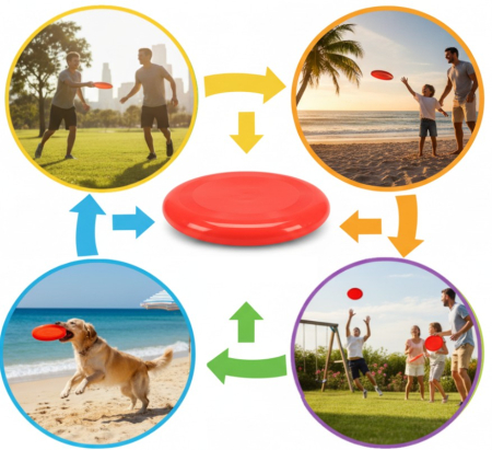Jucarii copii & bebe - Disc frisbee rosu, din plastic, 26 cm