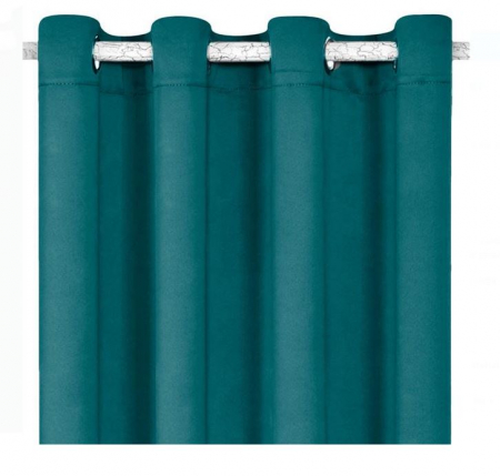Covoare si perdele - Draperie decorativa petrol, fixare cu Inele incluse, Syamag, 140x260 cm