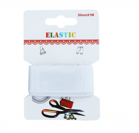 Articole mercerie - Elastic simplu, alb, latime 3 cm, lungime 1 m
