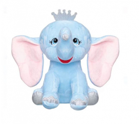 Jucarii de plus - Elefant de plus cu coronita, albastru, 21 cm