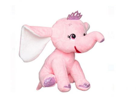 Elefant de plus cu coronita, roz, 21 cm [1]