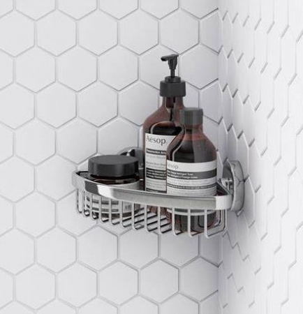 Baie - Etajera baie cu ventuze pentru colt zincata anticoroziva 20x11 cm