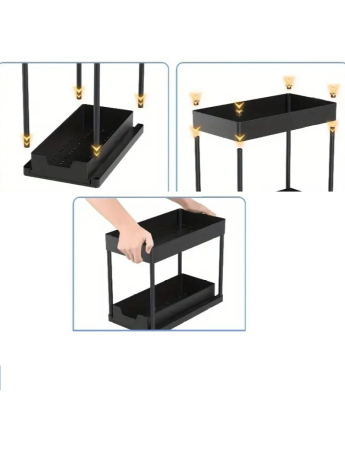 Etajera organizator cu 2 nivele, 1 raft glisant, 39x21x37.5 cm [3]