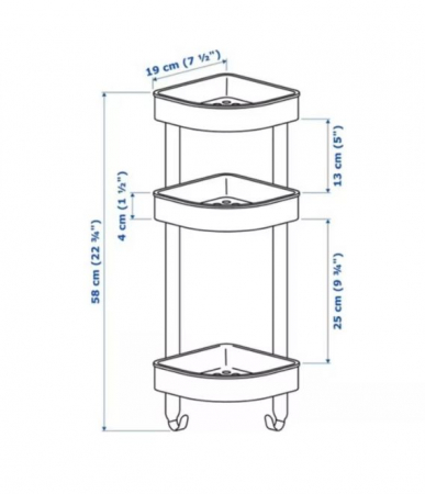 Etajera tip coltar pentru baie din inox, 58x19 cm [3]