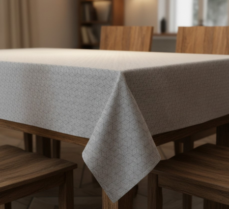 Fata de masa, gri, bumbac / poliester, 180x140 cm [2]