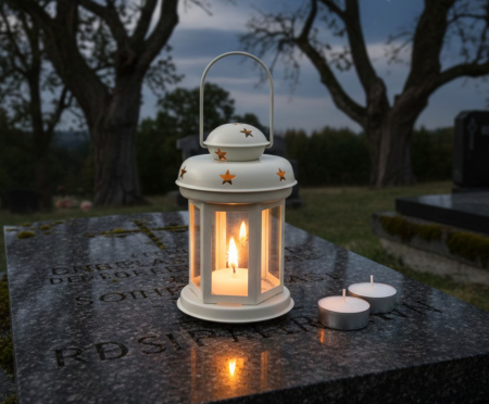 Veioze si felinare - Felinar metalic, cu 2 lumanari pastila incluse, alb crem, Ø10x15.5 cm