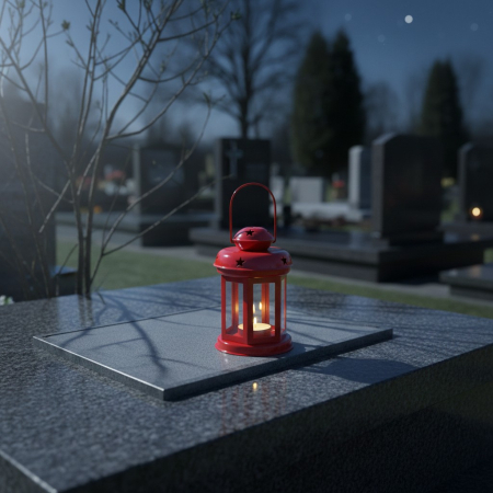 Felinar metalic, cu 2 lumanari pastila incluse, rosu, Ø10x15 cm, maner metalic [3]