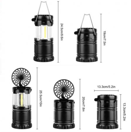 Felinar pliabil LED, cu ventilator, Ø8.5x19 cm [2]