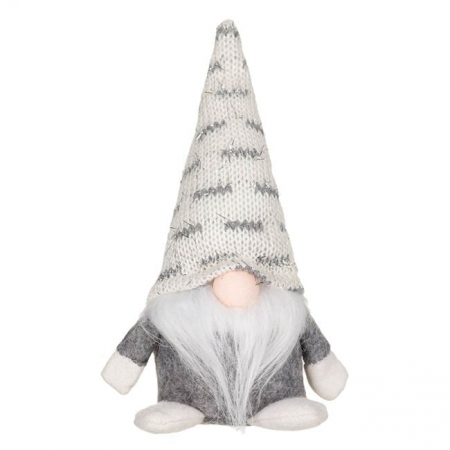 Toate produsele - Figurina decorativa de Craciun, model gnome, alb-gri, 18 cm