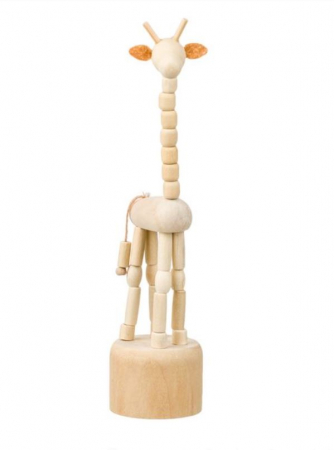 Jocuri si jucarii interactive - Figurina din lemn, educativa, model girafa, 18 cm