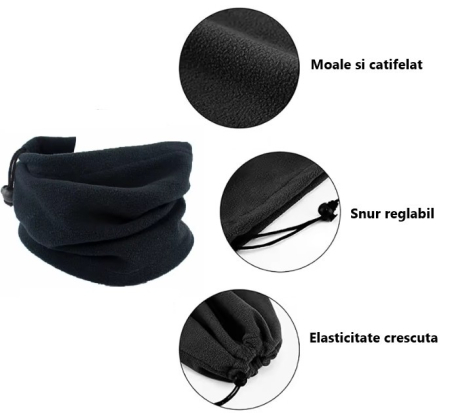 Fular circular din material fleece, moale si catifelat, cu snur reglabil, unisex [1]