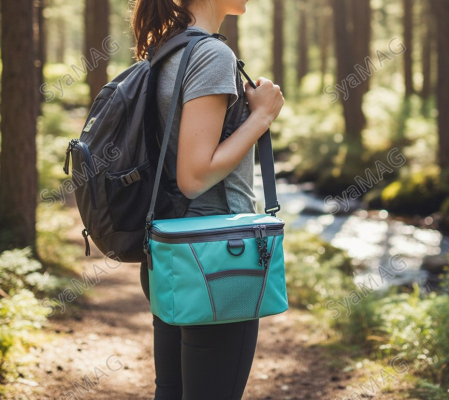 Geanta termica, cu fermoar si curea reglabila de umar, capacitate 6 L, 22x17x17 cm, pentru camping, plaja, scoala, picnic sau utilizare zilnica, depozitare inteligenta, pastreaza temperatura [2]