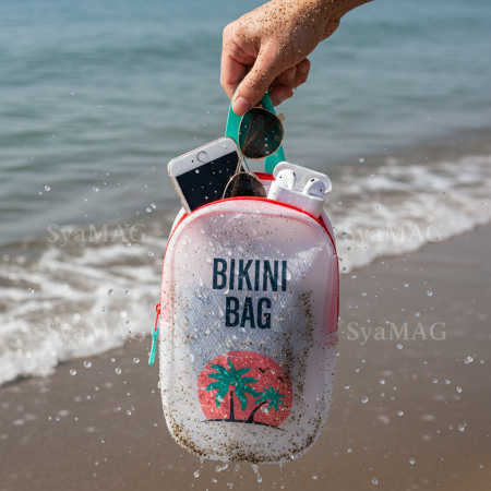 Genti de plaja - Geanta tip portfard, impermeabila, pentru plaja, 18x5x31 cm, protectie apa si nisip