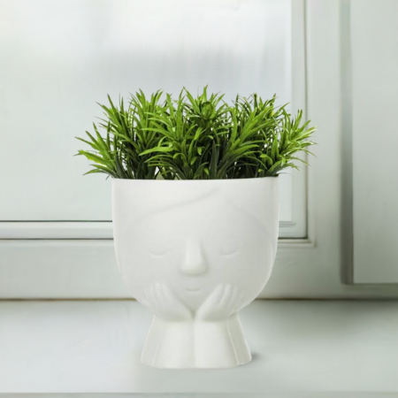 Flori artificiale si decoratiuni - Ghiveci in forma de fata cu plante artificiale, 9x9x15cm