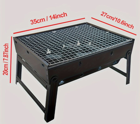 Gratar portabil, pliabil, cu tava detasabila pentru carbuni, constructie din fier, compact si practic, 35x27x20 cm, ideal pentru pentru camping, picnic, terasa sau gradina [4]