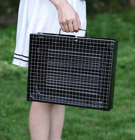 Gratar portabil, pliabil, cu tava detasabila pentru carbuni, constructie din fier, compact si practic, 35x27x20 cm, ideal pentru pentru camping, picnic, terasa sau gradina [2]