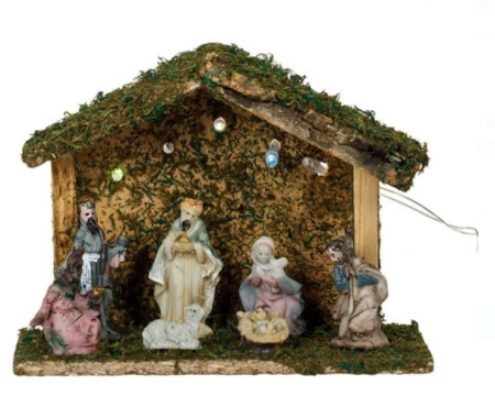 Iesle decorativa de Craciun, 7 figurine si 5 becuri LED, 17.5x7.5x13 cm [1]
