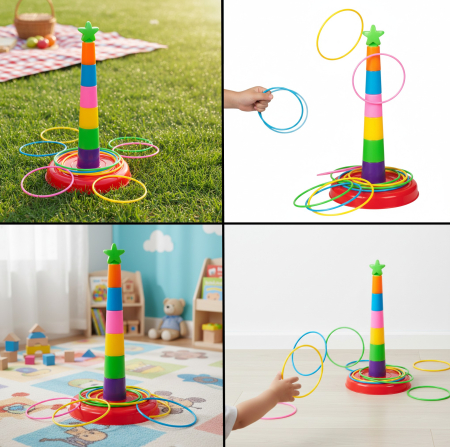 Joc de indemanare, arunca inelele pe turn, 35x18 cm [1]