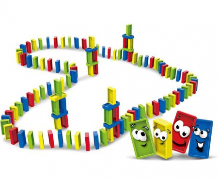 Jocuri si jucarii interactive - Joc Domino cu 100 piese colorate