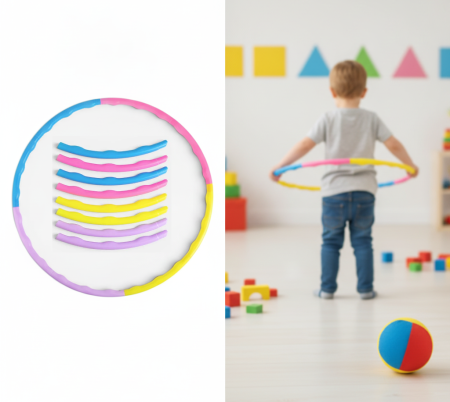 Toate produsele - Jucarie cerc Hula Hoop, asamblabil, multicolor, 8 piese, Ø65 cm