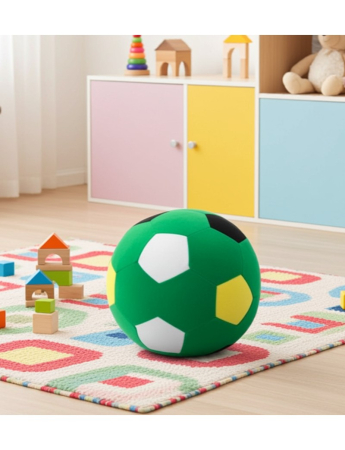 Jucarii de plus - Jucarie de plus, minge de fotbal, verde, 20 cm, 12 luni +