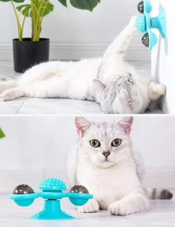 Jucarii animale - Jucarie interactiva pentru pisici, spinner dublu, silicon