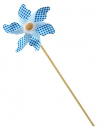 Jocuri si jucarii interactive - Jucarie morisca de vant, albastra, in carouri, 27 cm