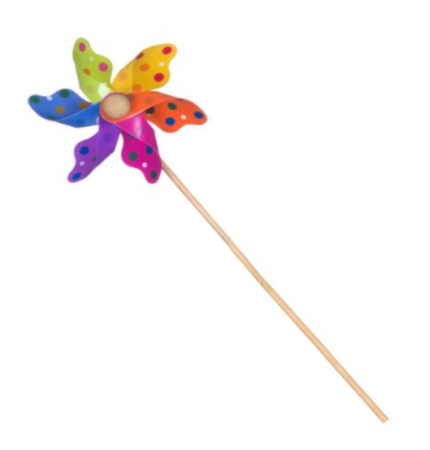 Jocuri si jucarii interactive - Jucarie morisca de vant, colorata, cu buline, 27 cm