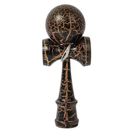 Colectia Kendama - Kendama Crack din lemn 18 cm, bila 6 cm – model crapat, negru/auriu