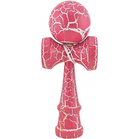 Colectia Kendama - Kendama Crack din lemn 18 cm, bila 6 cm – model crapat, roz/alb