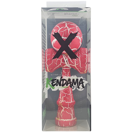 Kendama Crack din lemn 18 cm, bila 6 cm – model crapat, roz/alb [1]