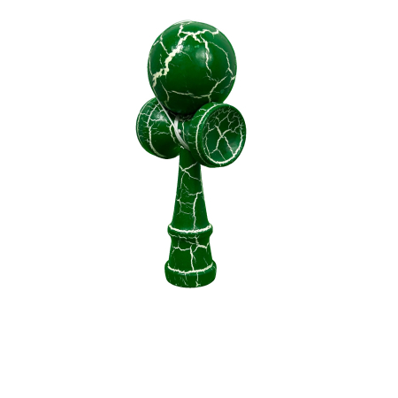 Colectia Kendama - Kendama Crack din lemn 18 cm, bila 6 cm – model crapat, verde/alb