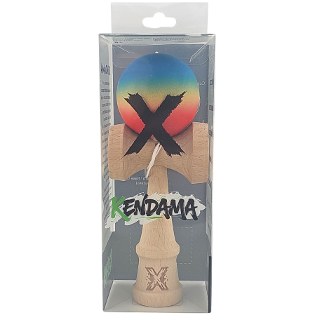 Kendama X Originala Profesionala din Lemn Rubber Grip – galben/ rosu/ albastru [1]