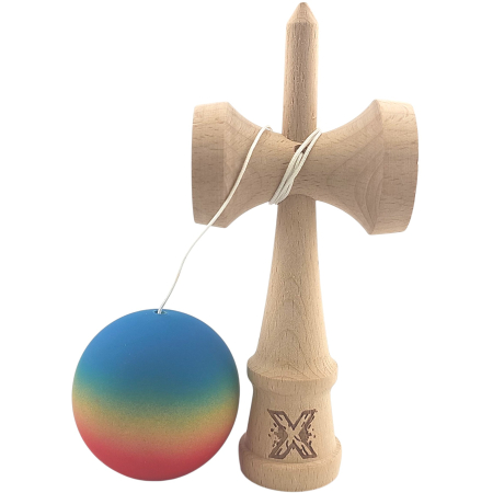 Kendama X Originala Profesionala din Lemn Rubber Grip – galben/ rosu/ albastru [2]