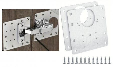 Toate produsele - Kit reparatie balamale, 2 placi metalice + 12 holsuruburi