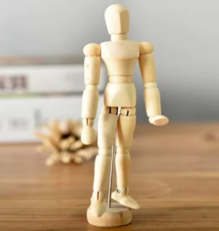 Jocuri si jucarii interactive - Manechin educativ din lemn, 15 cm, 3 ani +