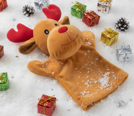 Marioneta de plus, ren, moale si catifelat, maro, de Craciun, 28 cm [2]