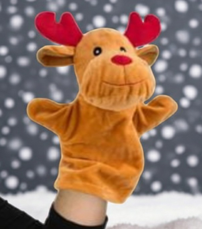 Marioneta de plus, ren, moale si catifelat, maro, de Craciun, 28 cm [1]