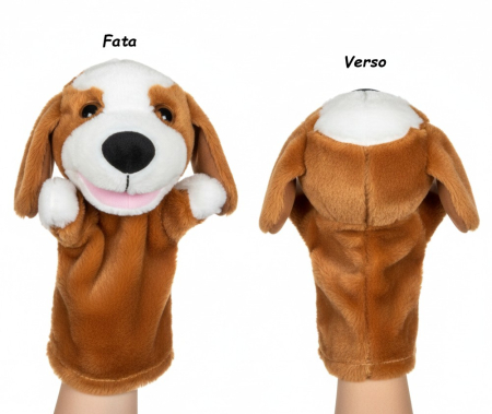 Marioneta din plus, model catel, maro/alb, 28 cm [1]