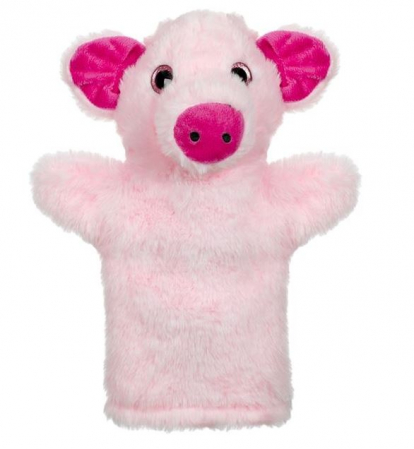 Jucarii de plus - Marioneta din plus, model purcel, roz, 28 cm