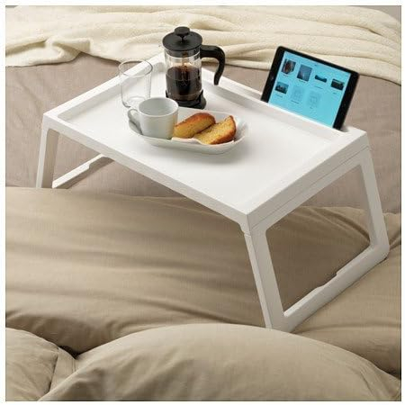 Mobilier mic - Masuta alba, pliabila, pentru laptop sau servire mic-dejun, 56x36x26 cm