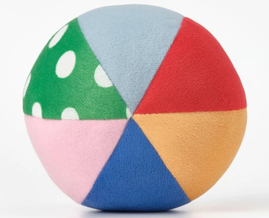Jucarii bebelusi - Minge de plus, multicolora, diametrul 11 cm